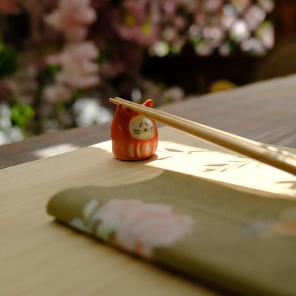 Ceramic Cat Daruma Mini Figurine