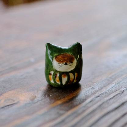 Ceramic Cat Daruma Mini Figurine